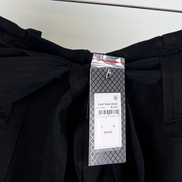 NWT City Chic Run Wild Tie Waist Straight Leg Pants in Black - Picture 5 of 7